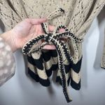 Loft Cardigan Women XL Beige Black Lace Crochet Tie Waist Topper Sweater Boho Tan Photo 4