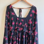 Torrid BLACK FLORAL JERSEY KNIT SKATER DRESS WOMENS SIZE 0 US 12 L LONG … Photo 9