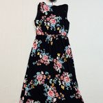 PaperMoon  Black Maxi Dress with Pink and Blue Floral Pattern Photo 2