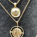 Gold Double Coin Medallion Necklace Photo 6