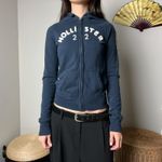 Hollister y2k vintage  navy blue embroidered spell out zip hoodie jacket Photo 3