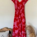 Rachel Zoe Red + Pink Floral Pleated Summer Maxi Dress Photo 0