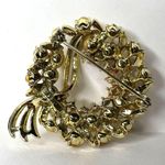 Brooch Pin Ivory Pearl Encrusted Wreath Gold Tone Photo 8