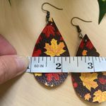 Handmade Black Fall Leaves  Faux Leather Teardrop Dangling Earrings For Women Photo 1
