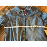 Route 66  Denim Blue Jean Pearl Snap Shirt Women XL Western Cowgirl Barn Retro Photo 3