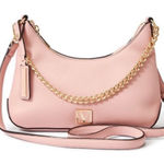 Victoria's Secret Rose Pink and Gold Shoulder Bag with Crescent Silhouette Photo 0