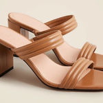 J.Crew  Evelyn double-strap heels in leather size 8 in sand castle tan‎ neutral Photo 0