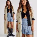 Free People  Grunge 90s Schoolgirl Plaid Honey Pleated Skirt Ocean Blue 12 Punk Photo 3