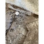 Knitted & Knotted Ivory Faux Fur Furry Open Front Cardigan Wool Cotton Blend S Photo 4