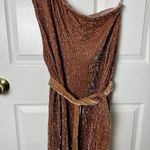 Retrofête Retrofete Sequins One Shoulder Bronze Velvet Waist Tie Ella Mini Dress L Photo 0