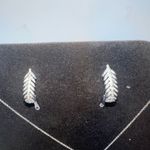 Quarter Carat Diamond Feather Earrings and Necklace set Photo 2