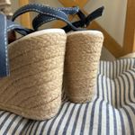 Tommy Hilfiger Red White Navy Blue Ankle Strap Espadrille Wedge Sandals 9 FLAW Photo 2