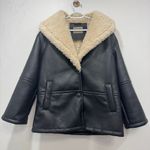 We The Free Free People Winnie Car Coat Jacket Small Faux Leather Sherpa Oversized Trucker Photo 1