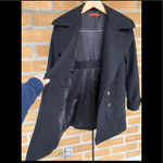 Alice + Olivia Coat Size S Black Peacoat Double Breasted Jacket Gunmetal Button Photo 6