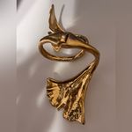 ZARA Metal Cuff Leaf Bracelet Gold Statement Piece Rigid Bohemian Resort Photo 4