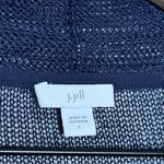 J. Jill Linen Blend Open Front Long Cardigan Navy Blue Pockets Womens Size Large Photo 5