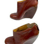 Nine West Womens Lottie Wedge Platform Shoes Zip Up Brown Leather Size 9.5M Photo 0