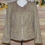 Anne Klein Ladies 2 Piece Gold Metallic Linen Blend Skirt Suit Size 12 Career Photo 1