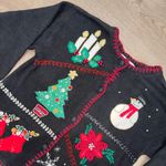 Vintage Victoria Jones Black Holiday Christmas Embroidered Cardigan Sweater Photo 1