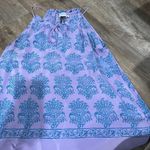 HD in Paris ANTHROPOLOGIE x  100% Silk Panorama Tank Top Lilac Teal Boho Size 10 Photo 7