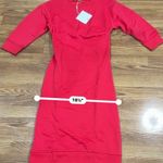 Tibi  Midi Red Open Back terry Sweatshirt Dress small Photo 4