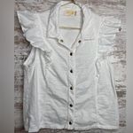 Nation Ltd Archer Ruffled Button Up Top sz Medium White EUC Photo 4