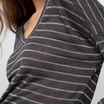 Rails Sami V-Neck Charcoal Bronze Striped Long Sleeve Tee Photo 1