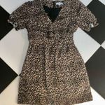 Marissa Webb Belted Leopard Print Denim Mini Dress Long Sleeve Safari Neutrals L Photo 5