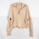Free People  Marlie Ribbed Pullover Sweater Collared Polo Oversized Dusty Pink Photo 1