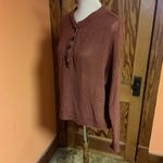 American Eagle  Rust Henley Sweater | Lightweight Knit Long Sleeve Photo 5