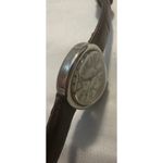 Collezio Quartz Watch White‎ Pearlized Dial Silver Tone Case Brown Leather Band Photo 9