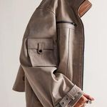 We The Free Free People  Leather Jacket In Jack Rabbit‎ Gray Women's Size Medium Photo 0