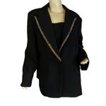 VINTAGE 1990'S GIOVANNA BLACK W/ GOLD GREEK KEY DESIGN COCKTAIL BLAZER (18) Photo 0