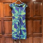 Lilly Pulitzer  Seashell Fallin In Love Royal Dress Size Small Ruffle Silk Blend Photo 2