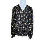 Lost + Wander Champagne Daisy Floral Long Sleeve Crop Top 1X Black Smocked NWT Photo 1