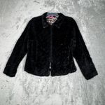 Betsey Johnson  Jacket Womens Medium Black‎ Faux Fur Edgy Gothic Whimsical Retro Photo 1