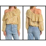 ASTR 💕 THE LABEL💕 Ruffle One Shoulder Top ~ Yellow Floral Print XS NWT Photo 1