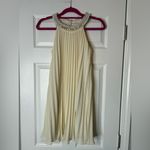 Speechless Pleated Off White Cocktail Dress with Pearl and Jewel Neckline, S Photo 1