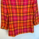 Vintage Mondi Womens M Pink Orange Plaid 100% Wool Power Blazer Preppy Retro Size M Photo 13