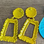 VINTAGE 80’s 90’s chunky dangle earrings painted eclectic festival unique retro Blue Photo 3