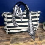 CLR by Claudette Sally Striped Tote Bag *Used (Black & White) Black Photo 4