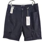 Blue Savvy  Black Distressed Jean Shorts NWT Size 22 Mid-Rise Black Denim Shorts Photo 0