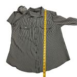 Adrienne Vittadini Button Up Shirt Black White Striped Long Tab Sleeve Size S Photo 9