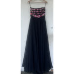 Sherri Hill  Strapless Black Chiffon A-Line Gown 50984 Floral Beaded Bodice 10 Photo 2