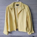 Talbots Linen Blazer Womens Size 16 Yellow Open Front Jacket Polyester Lining Photo 1