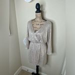 NTM: Silver Sequin Mini Dress Surplice V Photo 4
