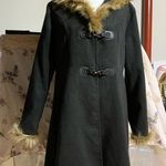Black Faux Fur Trimmed Jacket Size L Photo 1
