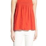 Madewell  Red Embroidered Button Back Swing Tank Top Size 0 Photo 0