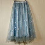 EleStory Women’s Tulle Snowflake Sequin Maxi Skirt Light Blue Size Small NWT Photo 6