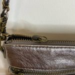 Elliot Lucca Messina silver metallic pewter leather 3 zip crossbody bag purse Photo 13